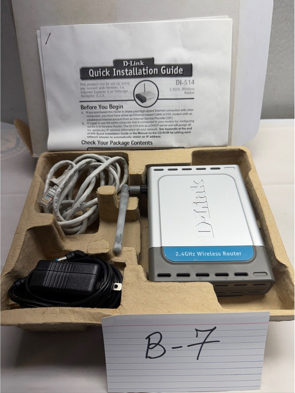 D-Link DI-514 2.4GHz Wireless Router Vintage Networking B-7
